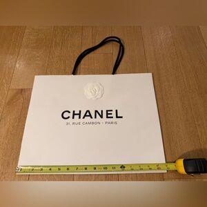 CHANEL White Shopping Bag with Black Handles from Original Chanel store in Paris
